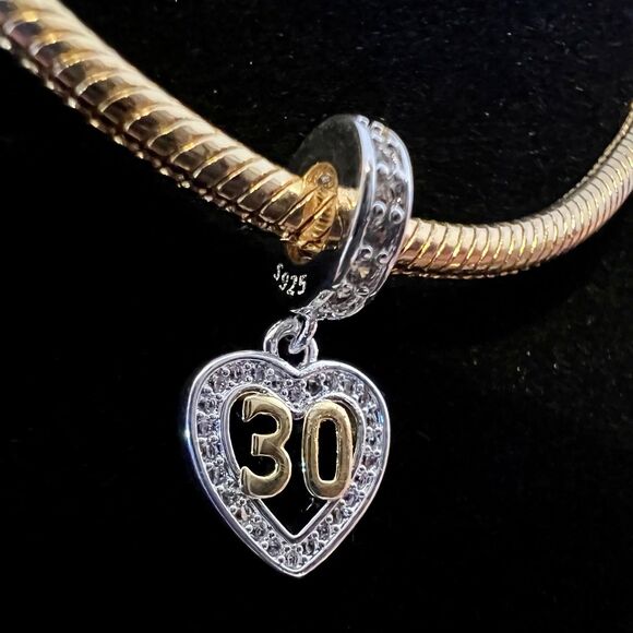 30th Birthday Anniversary S925 Sterling Silver, Pandora Moments Compatib… - Picture 3 of 3